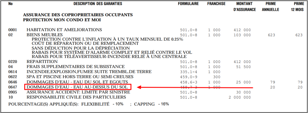 La couverture eau au-dessus du sol est la frite des polices d’assurance habitation.