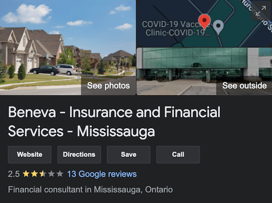 Beneva Insurance Ontario Google Reviews