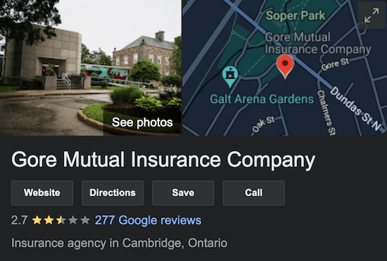 Gore Mutual Insurance Ontario Google Reviews