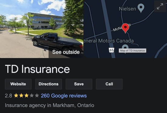 TD Insurance Ontario Google Reviews