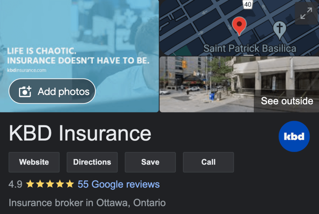KBD Insurance Ottawa Insurance Brokers Google Rankings | KBD Insurance