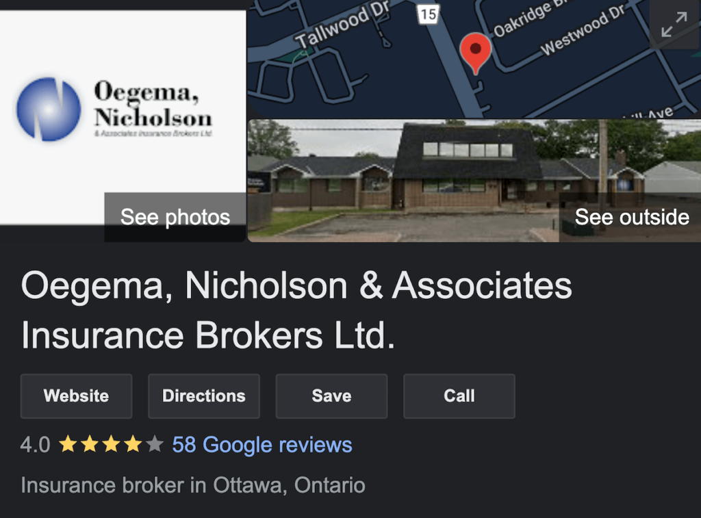 Oegema Insurance Brokers in Ottawa Google Rankings | KBD Insurance
