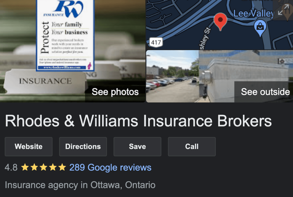 Rhodes & Williams Ottawa Insurance Brokers Google Rankings | KBD Insurance