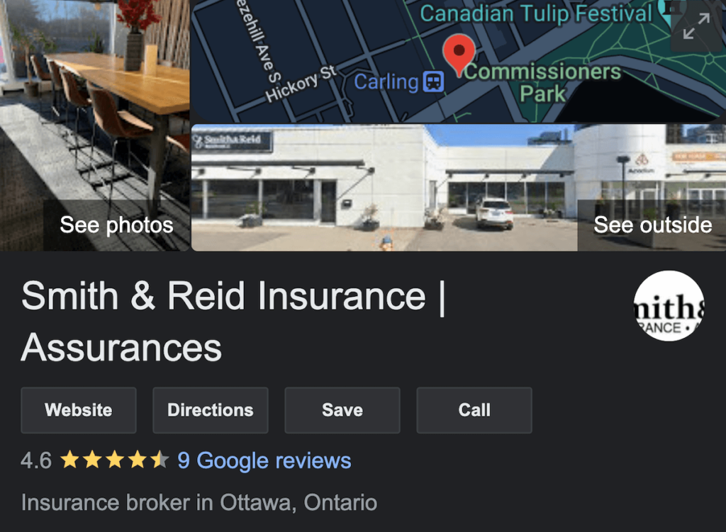 Smith & Reid Ottawa Insurance Brokers Google Ratings | KBD Insurance