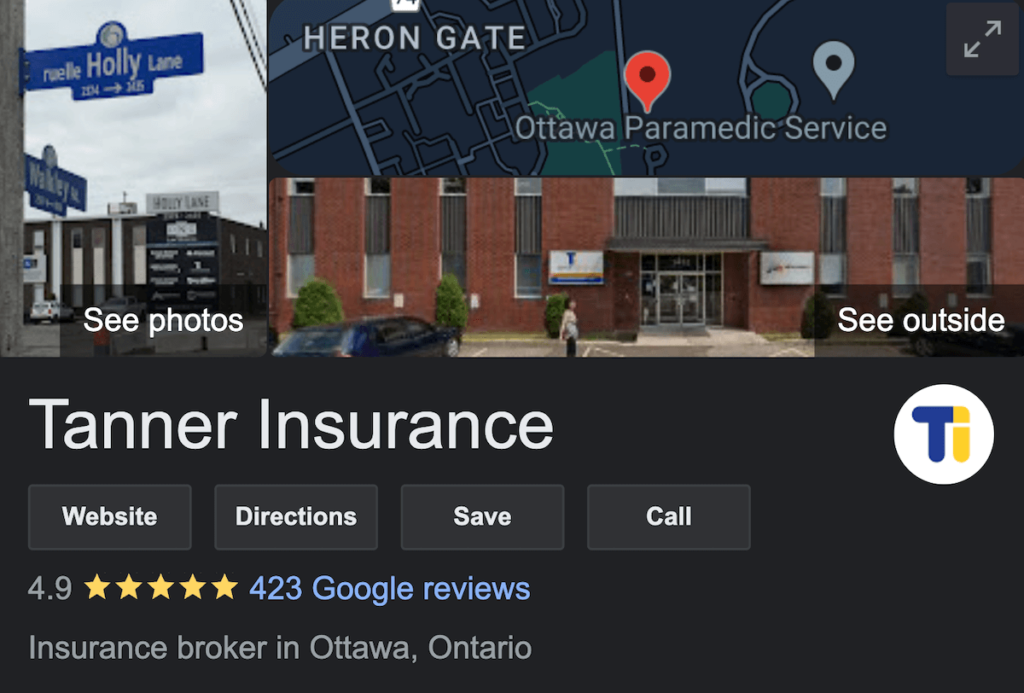 Tanner Insurance Ottawa Insurance Broker Google Rankings | KBD Insurance